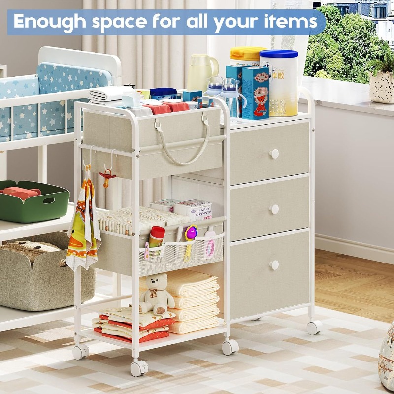 Baby Nursery Utility Cart - Wózek na pieluchy dla niemowląt o