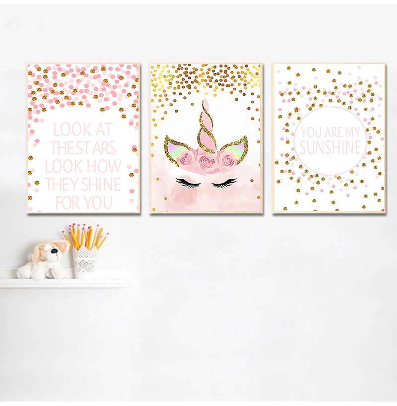 Baby Nursery Quotes - Dekoracyjny obraz do pokoju dziewczynki, różowy