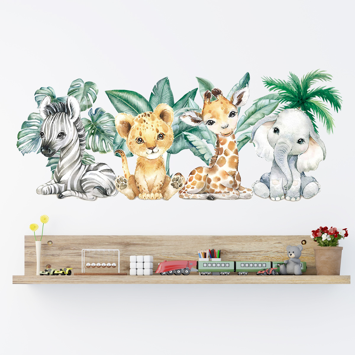 Baby Nursery Jungle Animals - Naklejka ścienna do pokoju dziecięcego, pokoju