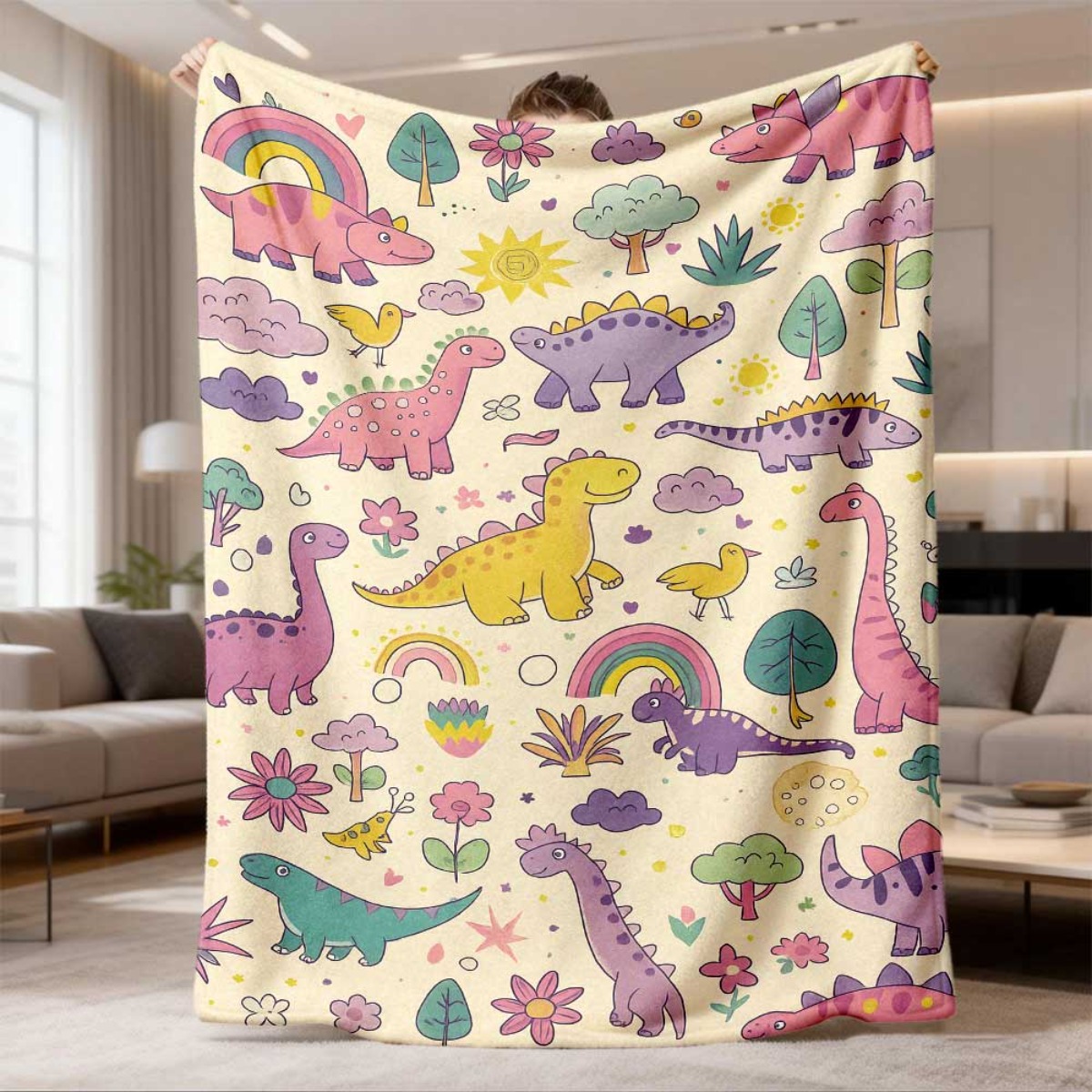 Baby Nursery Themes Girl - Super Słodki Kocyk z Dinozaurami i