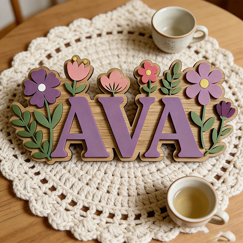 Baby Nursery Themes Girl - Personalizowana drewniana tabliczka na drzwi z