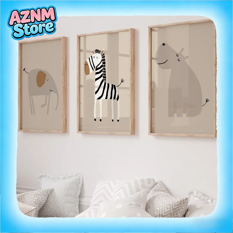 Baby Nursery Jungle Animals - Lew Tygrys Słoń Żyrafa Zwierzęta z