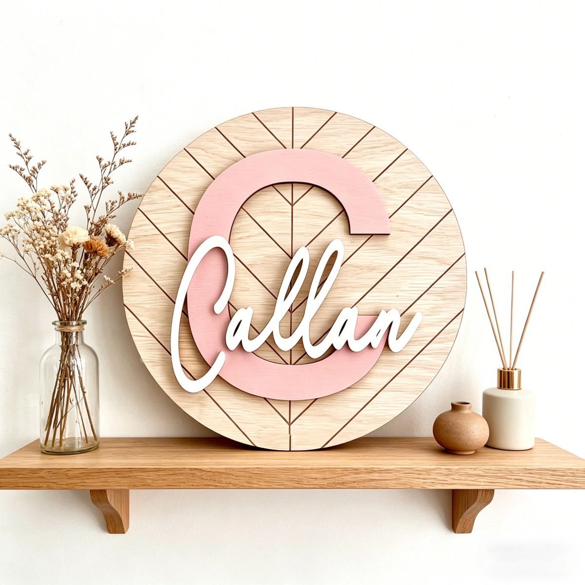 Baby Nursery Office - 1 szt. Personalizowana Okrągła Geometryczna Drewniana