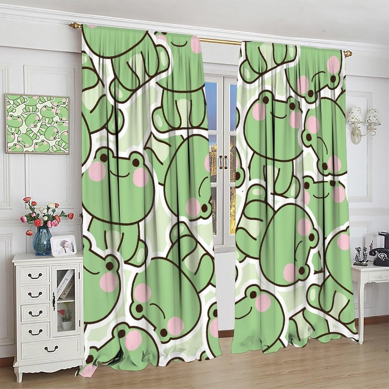 Urocze zielone zasłony w żabki – Baby Nursery Office recenzja i cena