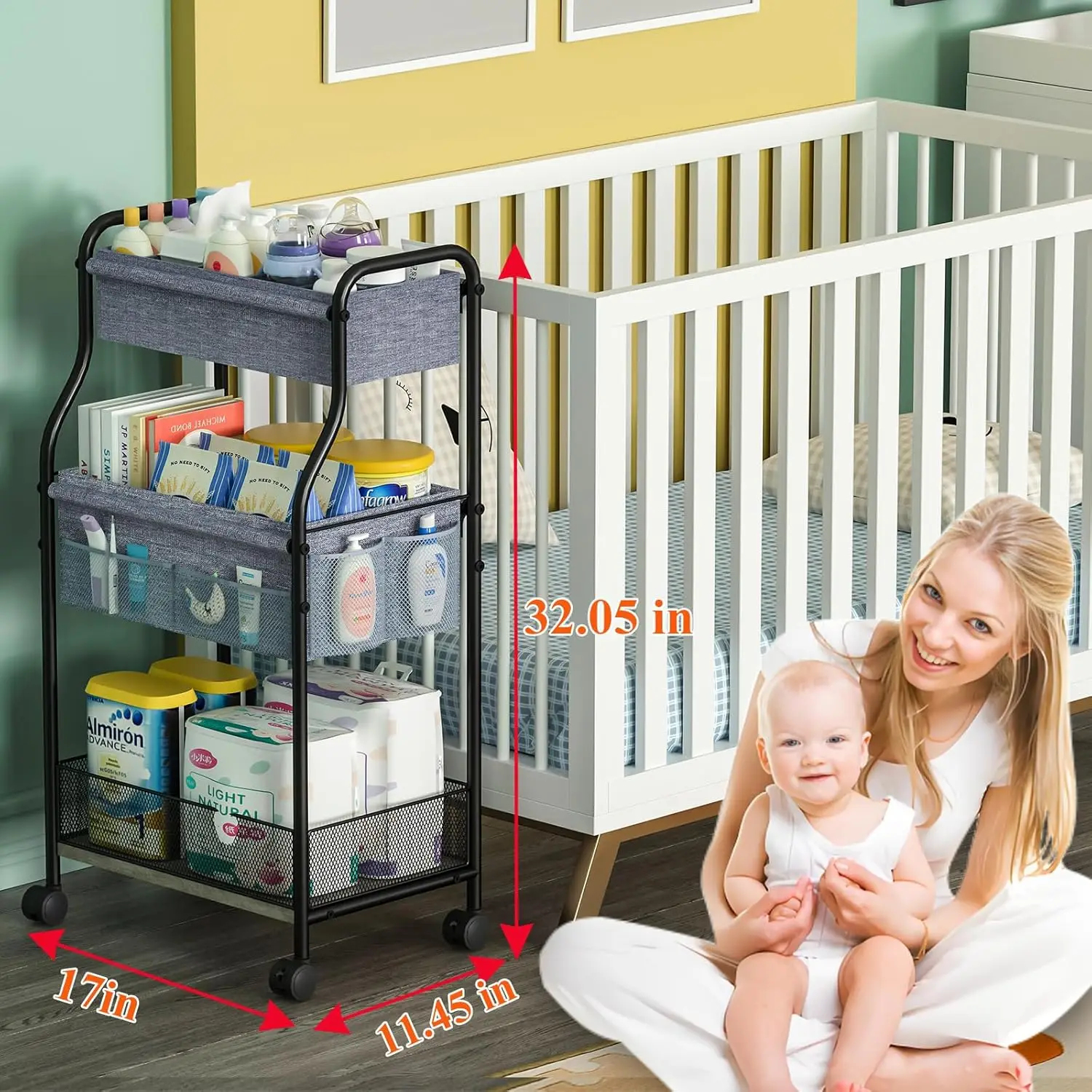 3-poziomowy organizer na pielu – Baby Nursery Utility Cart recenzja i cena