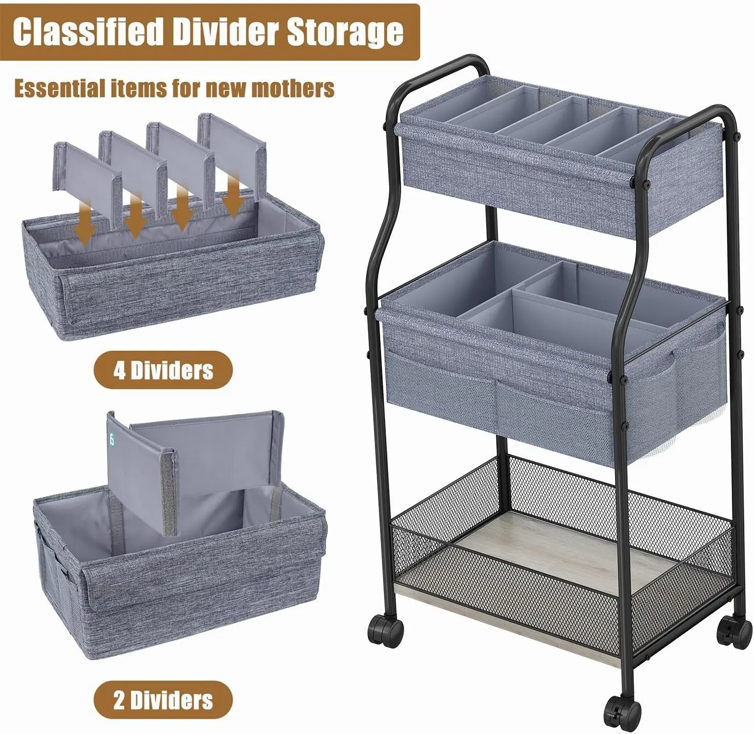 3-poziomowy organizer na pielu – Baby Nursery Utility Cart recenzja i cena