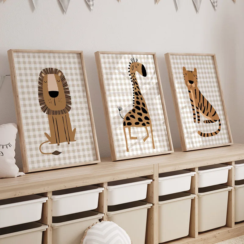 1 szt. Bezramowy Obraz na Płót – Baby Nursery Jungle Animals recenzja i cena