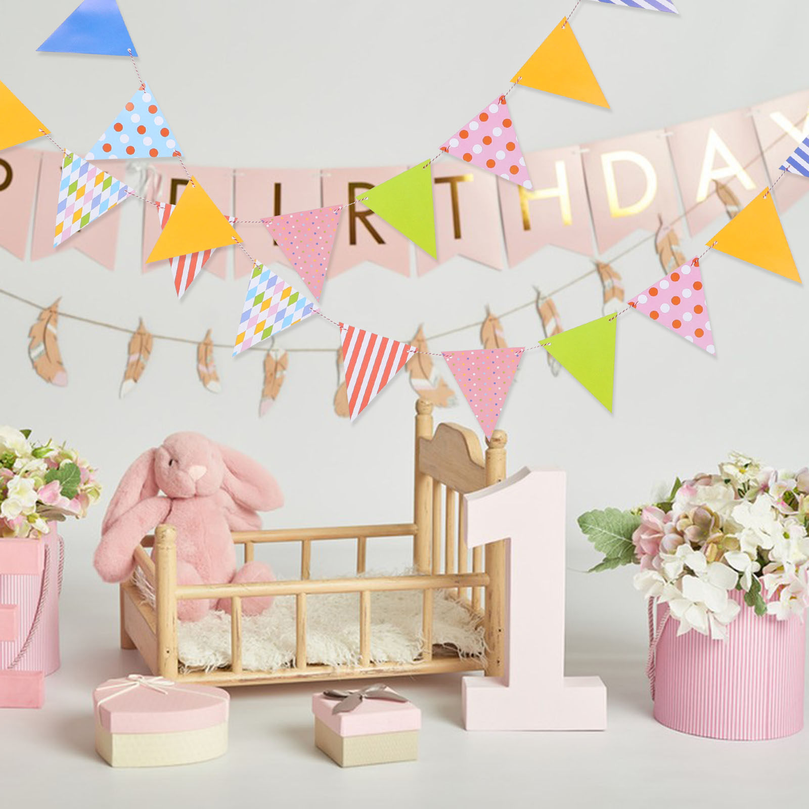 Girlanda z trójkątnych papiero – Baby Nursery Bunting recenzja i cena