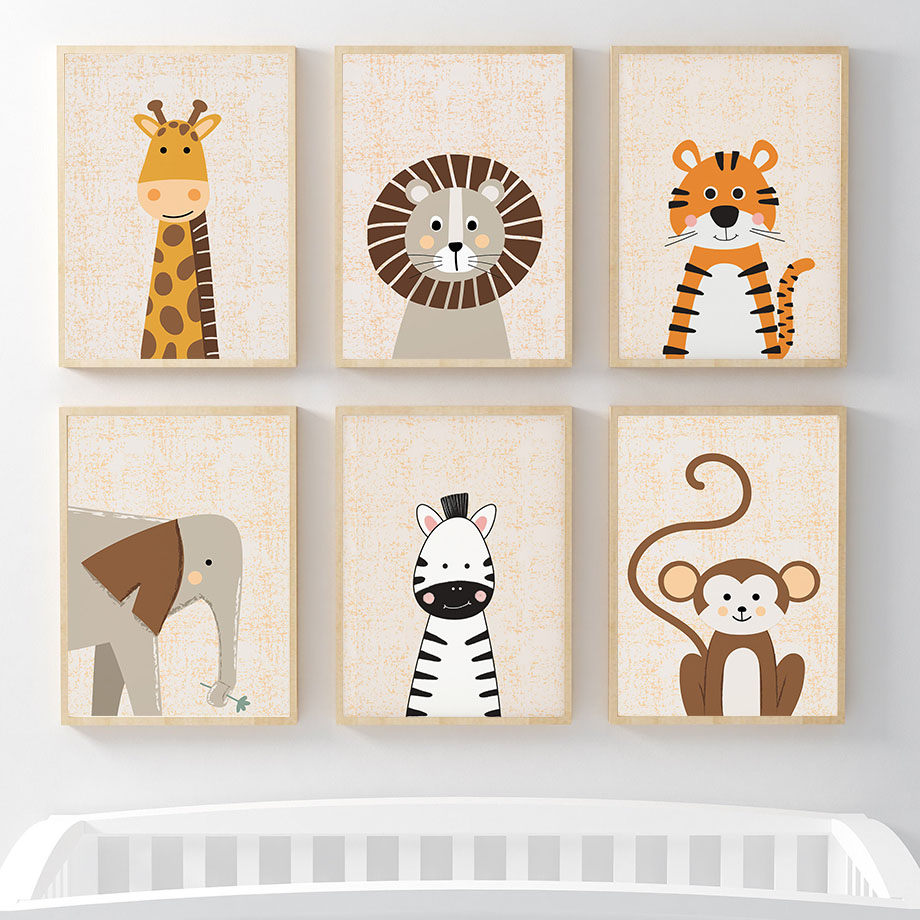 Lew Żyrafa Słoń Zebra Małpa Ob – Baby Nursery Jungle Animals recenzja i cena