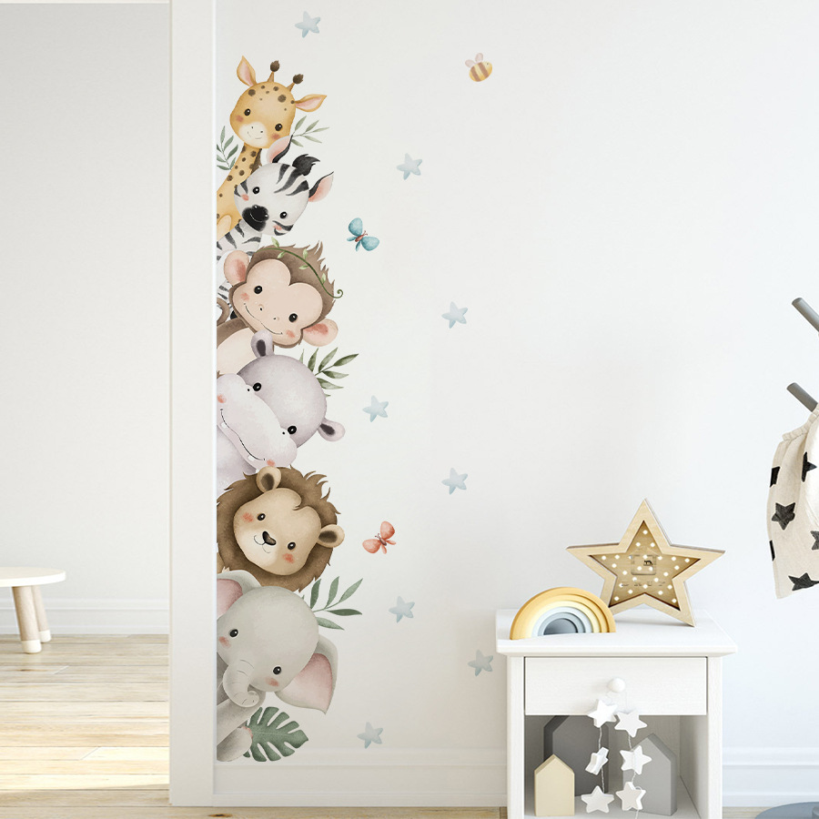 Naklejki na drzwi Akwarela Śli – Baby Nursery Jungle Animals recenzja i cena