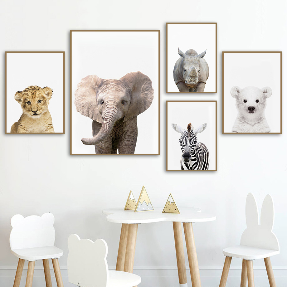 1 szt. bezramowy obraz na płót – Baby Nursery Jungle Animals recenzja i cena