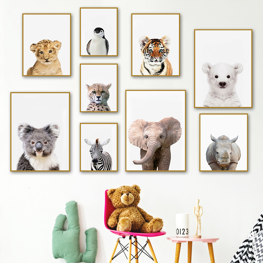 1 szt. bezramowy obraz na płót – Baby Nursery Jungle Animals recenzja i cena