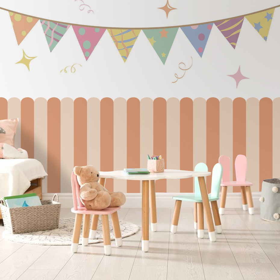 Wielokolorowa pionowa tapeta w – Baby Nursery Room recenzja i cena